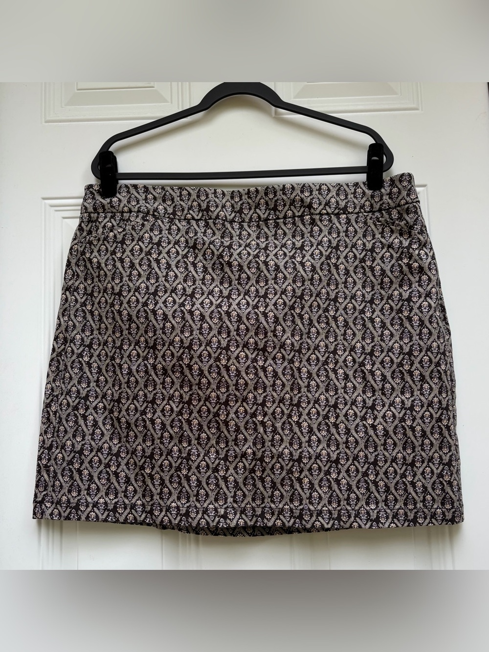 Croft & Barrow Brown and Cream Patterned Mini Skirt